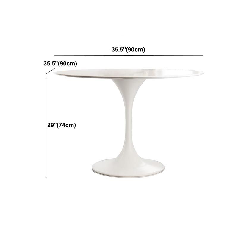 White Modern Round Dining Table Sintered Stone Top Tulip Base Table