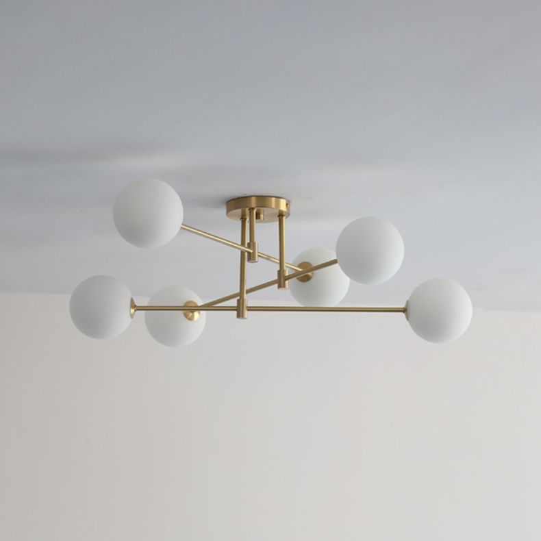 Globe en verre Semi-encastré, plafonnier doré de Style simple pour le salon
