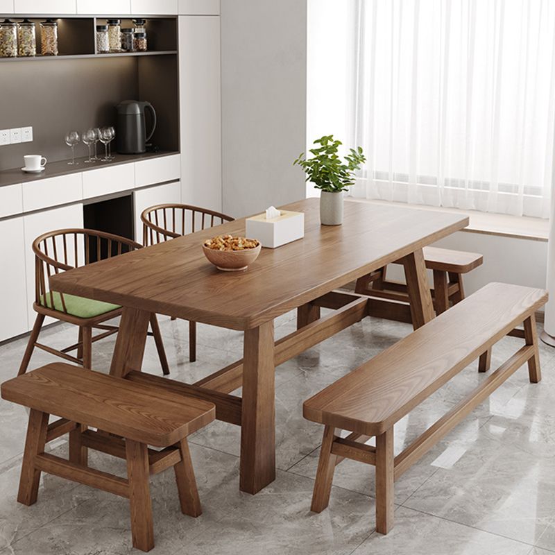 Simplicity Style Dinette Table Solid Wood Rectangle Dinner Table in Brown