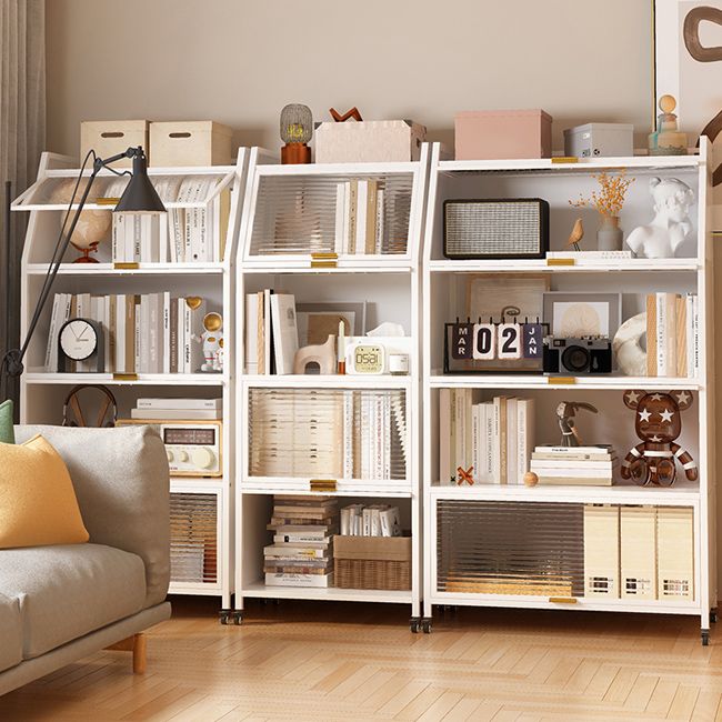 Modern Style Bookshelf Metal Closed Back Bookcase with Door for Home Office