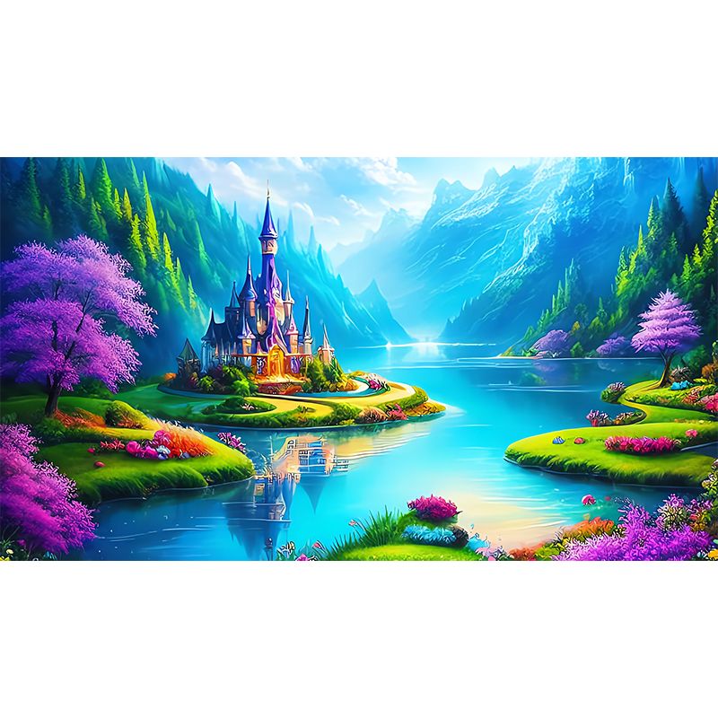 Forest Illustration Pattern Mural Moistureproof for Living Room and Bedroom Decoration