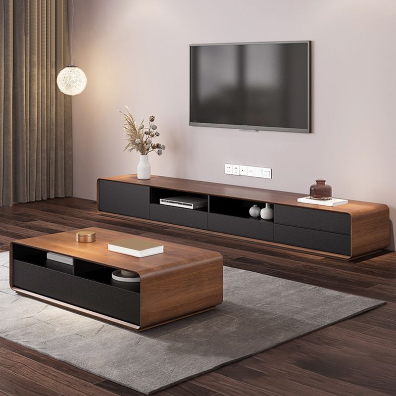 Wooden TV Media Console Contemporary Stand Console with 4 Drawers