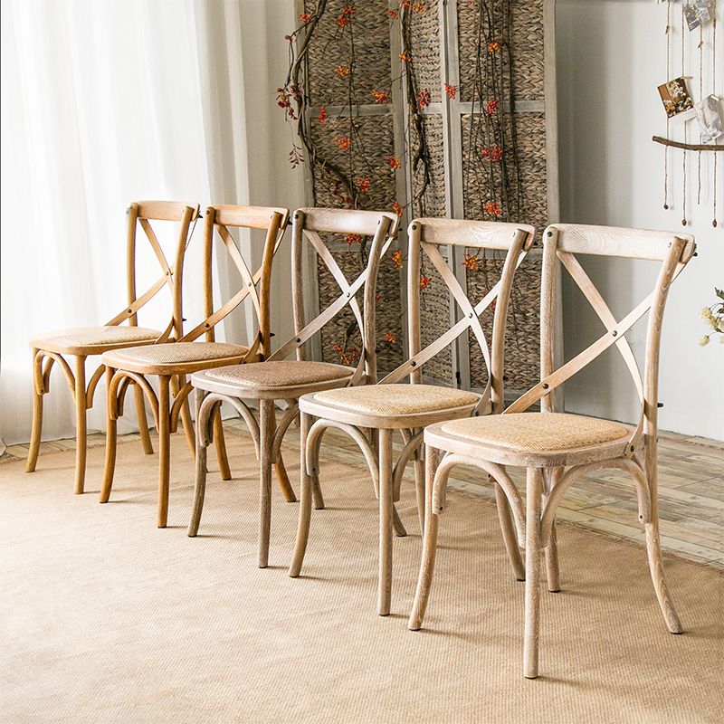 Solid Wood Traditional Dining Chair Matte Finish Cross Back Side Chair