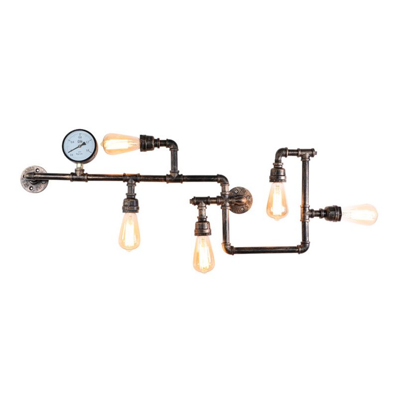 Water pijp ijzer wandlamp rustieke stijl 5 lampen restaurant muurlamp met bakmeter met drukmeter