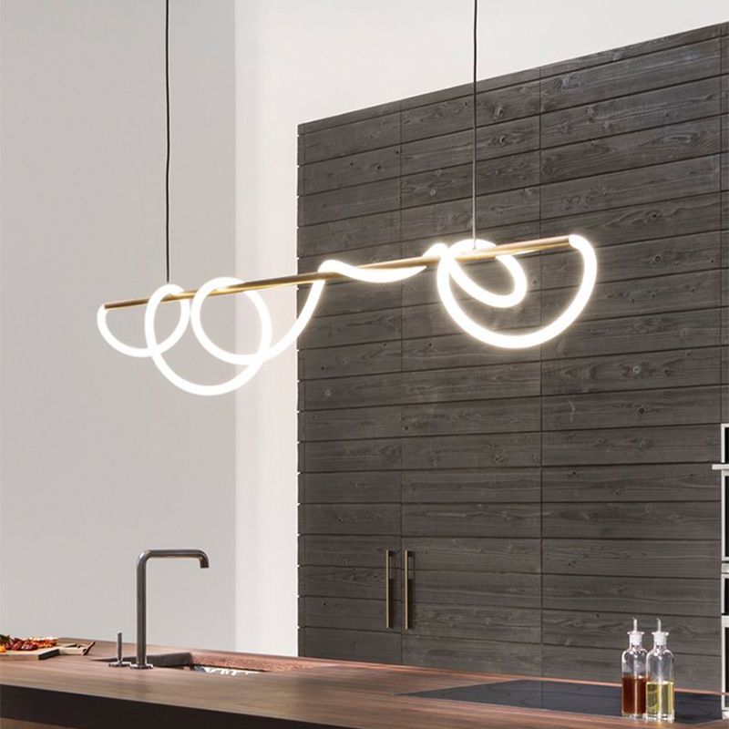 Minimalism Nordic Style LED Island Light Soft Silicone Lampshade Home Decorative Lighting Fixture in Gold