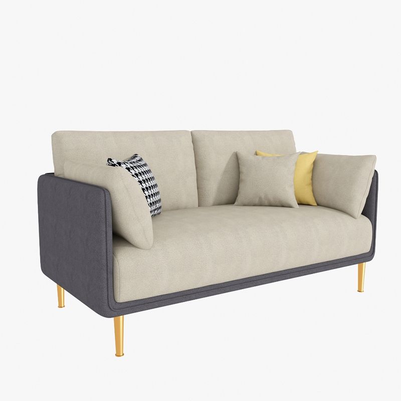Glam Cushions Pillow Top Arm Faux Leather Stationary Sofa for Living Room