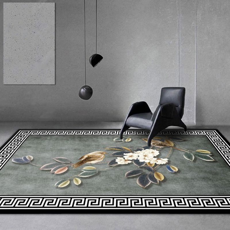 Antique Florentine Tile Carpet Polyester Area Rug Stain Resistant Indoor Carpet for Living Room