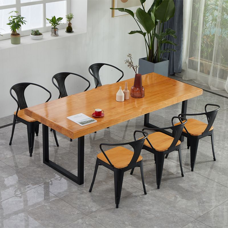 Sled Base Dining Table Contemporary Wood Dinner Table for Home
