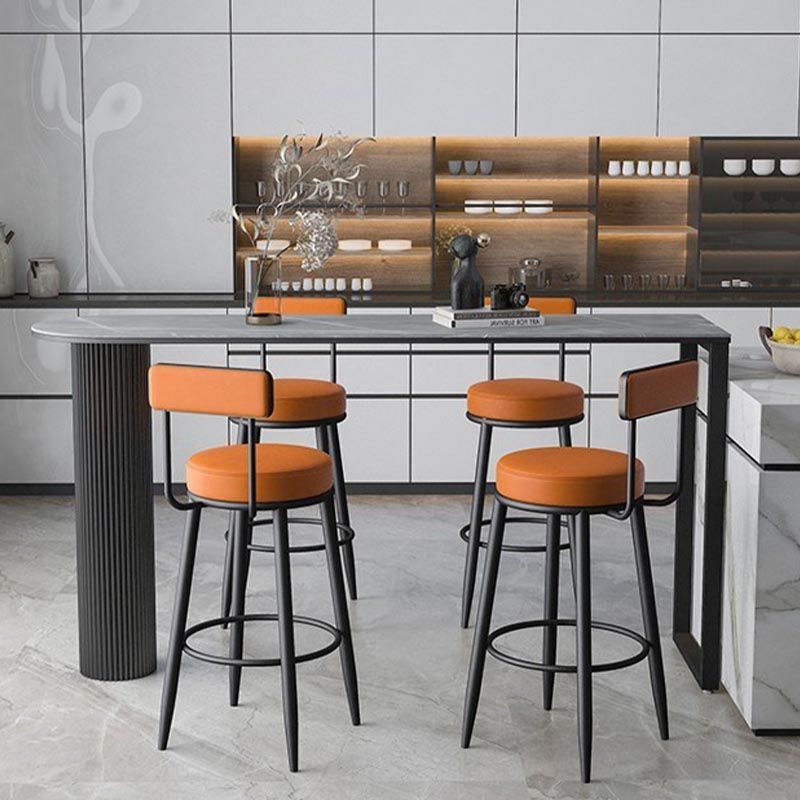 Nordic Style Stone Top Bar Table 42-inch Height Metal Pedestal Bistro Table