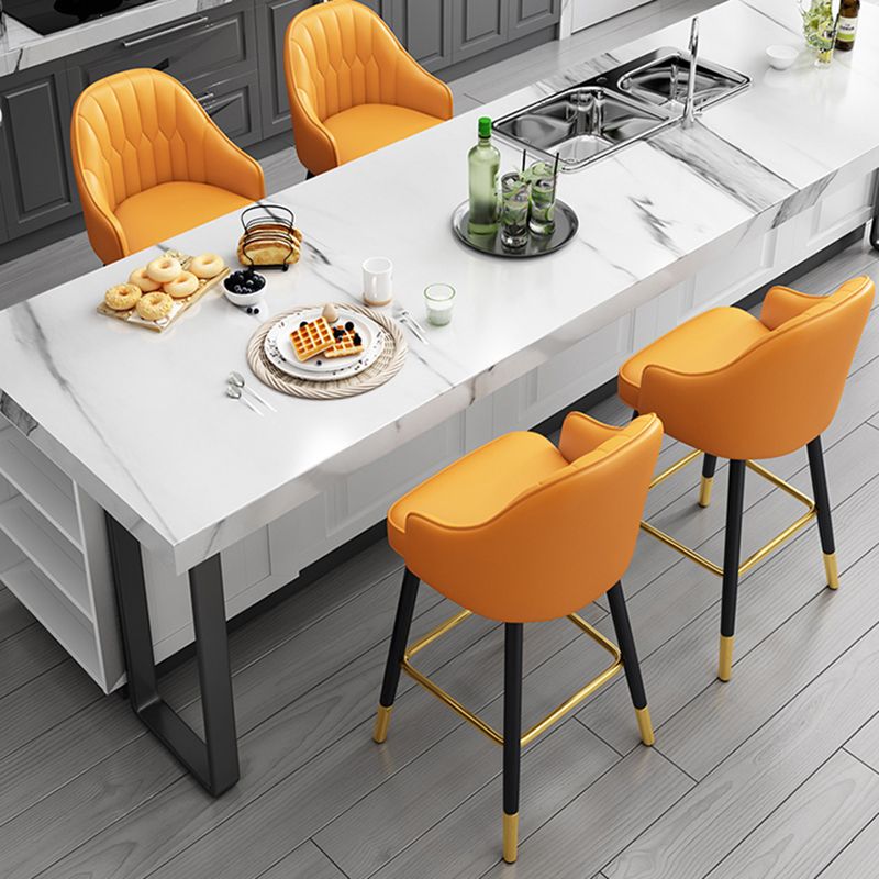 Glam Faux Leather Dining Stool Upholstered Furniture in Matte Finish for Home