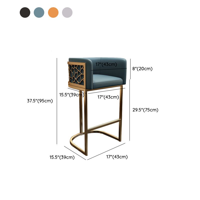 Glam Style Faux Leather Barstool Low Back Counter Bar Stool for Kitchen