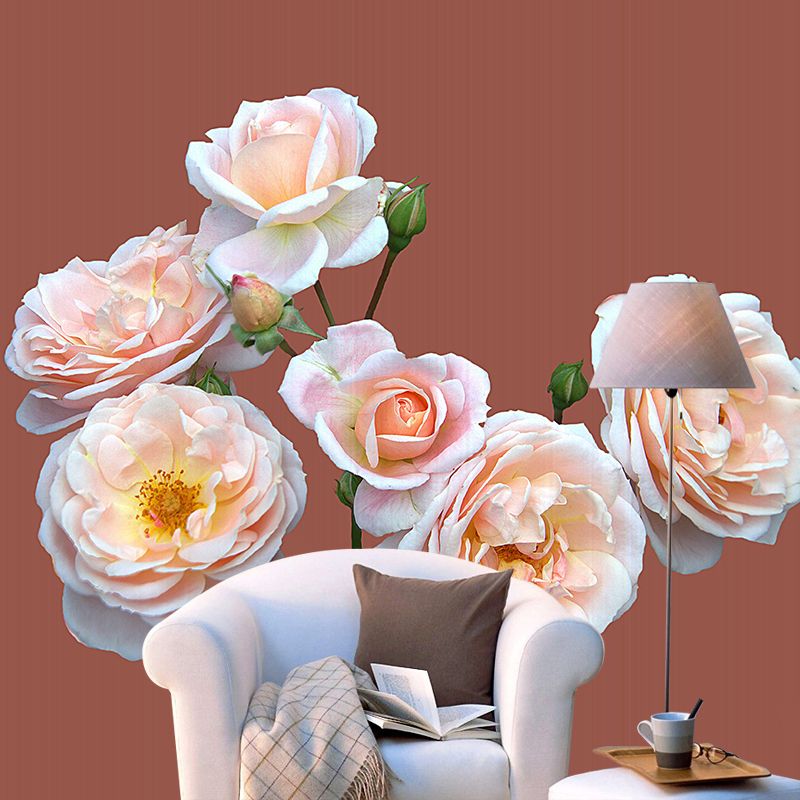 Elegant Rose Flower Photo Mural Wallpaper for Girl's Bedroom, Personalized Size
