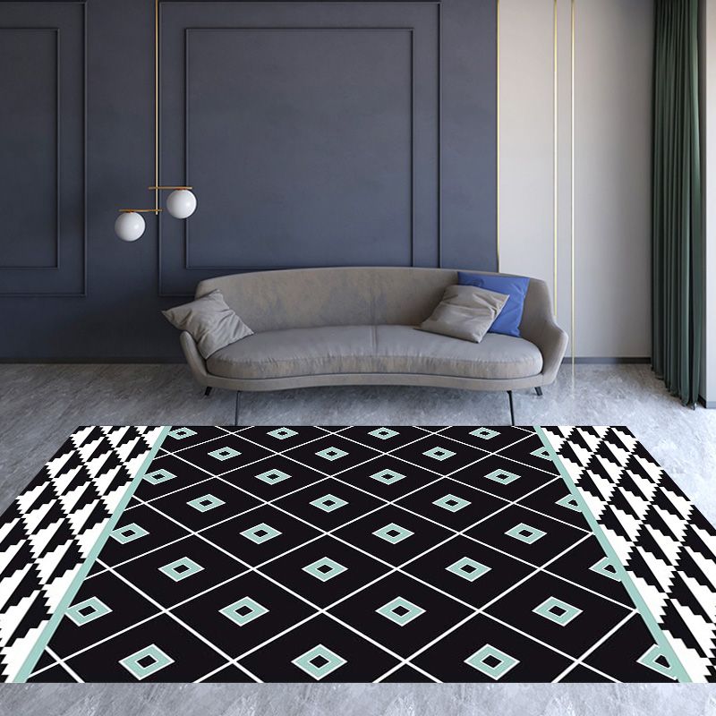 Südwestlicher Stammesstamme geometrisches Muster Teppich Multikolen Polyester Teppich Waschbar Haustierfreundlicher Anti-Rutsch-Teppich für Wohnzimmer