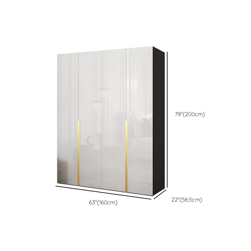 Hinged Wardrobe Cabinet with Garment Rod Modern Storage Cabinet
