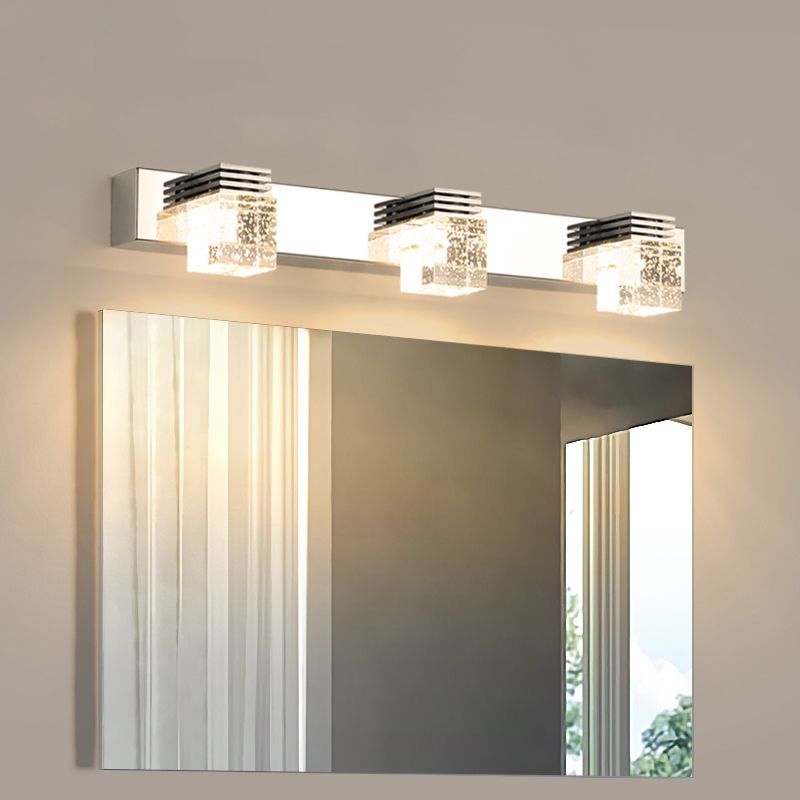 Modern Minimalist Style Cubic Vanity Wall Light Fixtures Crystal Vanity Mirror Lights for Bathroom