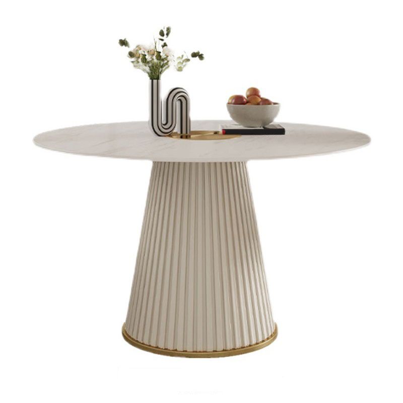 Nordic Glam Style Sintered Stone Dining Round Table Set 1/4/5/7 Pieces Dining Set