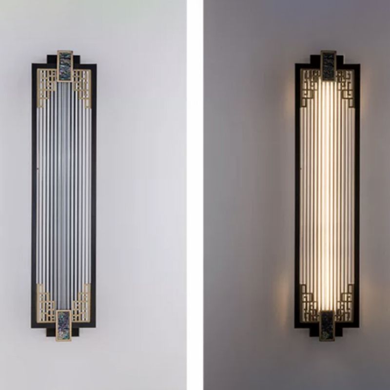 Modern Metal Wall Sconce Rectangle Shape Sconce Lights with Glass Shade for Living Room