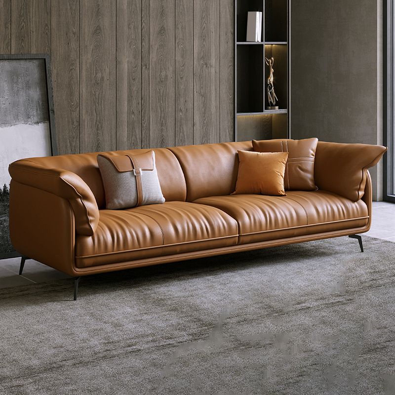 Modern Genuine Leather Living Room Cushions Pillow Top Arm Settee