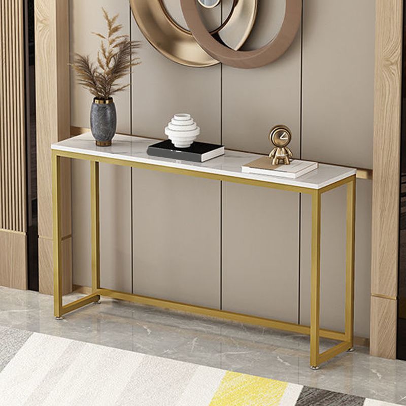 Trestle Legs 41.33" H Table Stone Rectangle Console Accent Table