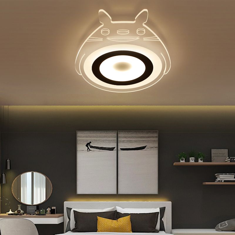 Cartoon Character Pet Ceiling Fixture Animal Acrylic LED Ceiling Mount Light in White for Baby Room