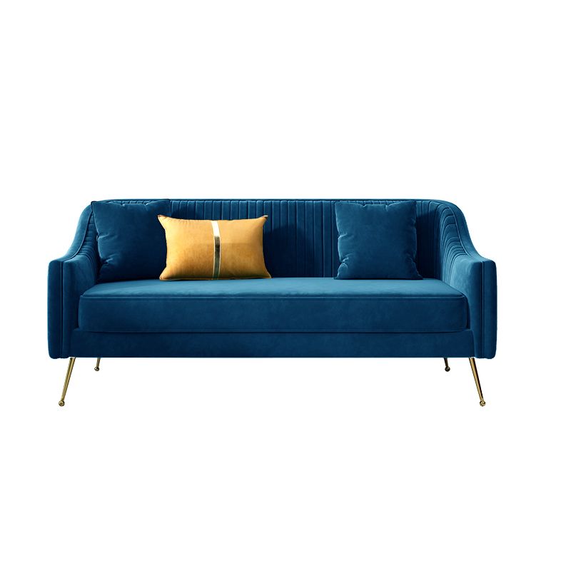 Glam Sewn Pillow Back Living Room Slipcovered Sloped Arm Seating