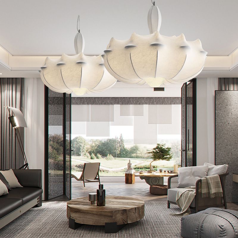 Stretch Silk Fabric Lantern Shade Pendant Light Style moderne MODERNE 3 LIGHTS ÉCLAIRAGE SUSPENSION POUR RABLÈME