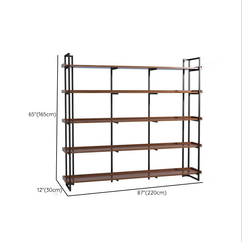 Industrial Antique Finish Bookcase Metal Etagere Bookshelf with Rectangular Shelves