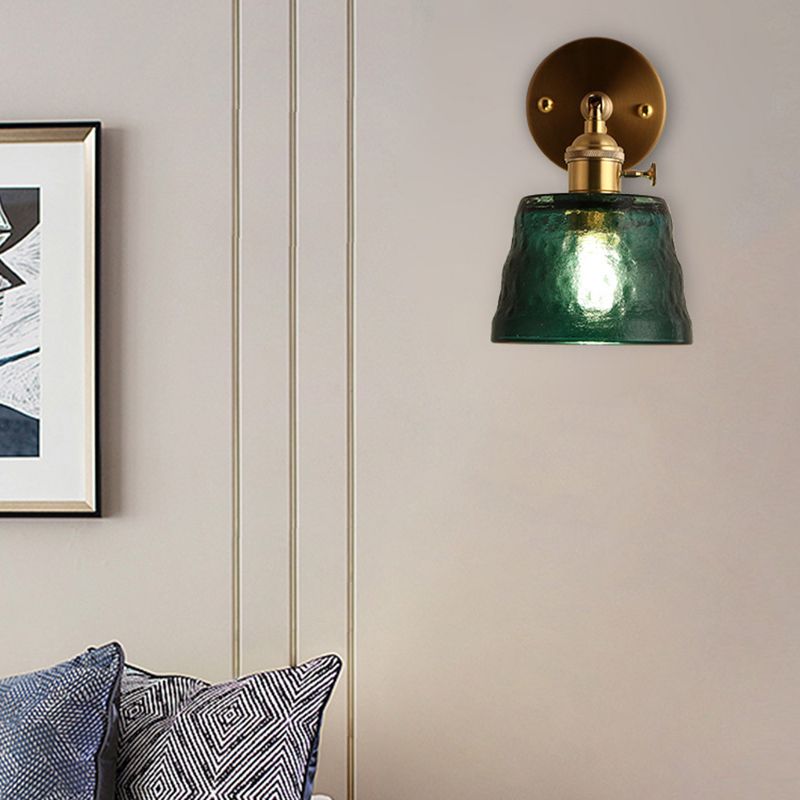 Metal Modern Wall Sconce Cylinder Shape Vanity Lamp with Glass Shade for Bathroom