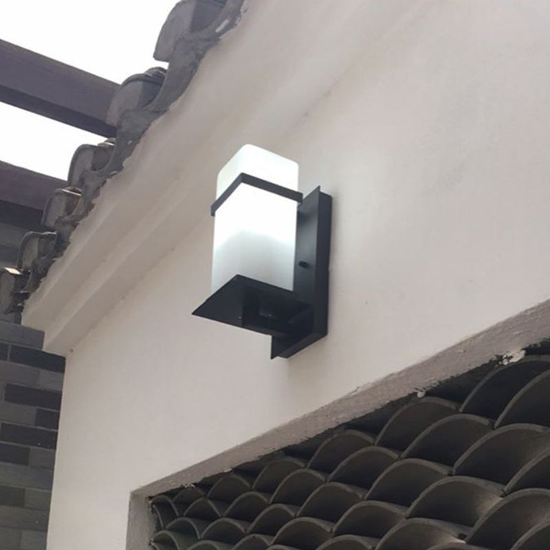 Industrial Style Cylinder Wall Sconce Lights White Glass Wall Sconce Lighting for Corridor