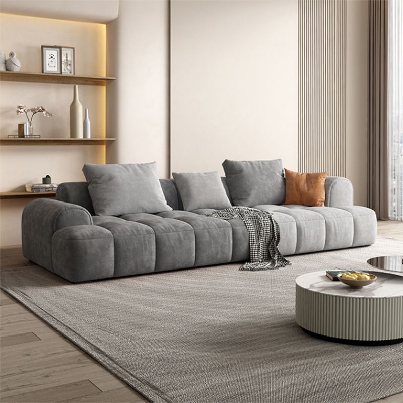 Modern Style Sofa Suede Material Embedded Armrest Cushion Back Sofa Bed