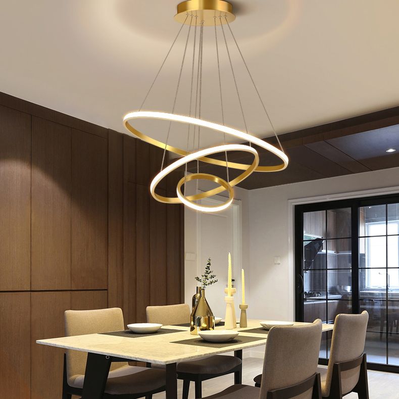 Chandelier de ferme moderne plusieurs anneaux Pendants Light Round Metal Chandelier