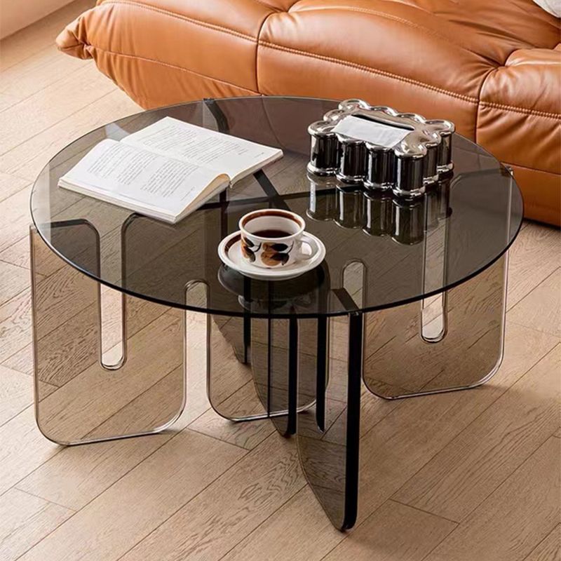 Abstract Coffee Table Modern Glass Top Coffee Cocktail Table