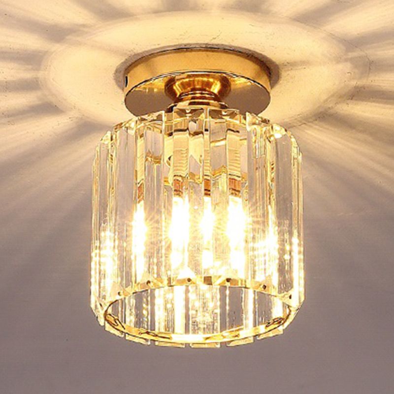 Moderne, schlichte Deckenleuchte mit klarem, gestreiftem Glasschirm, halbbündige Lampe für Schlafzimmer