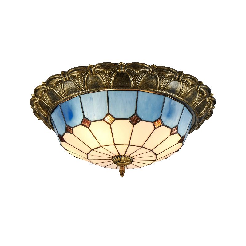 Tiffany LED Ceiling Light Geometric Glass Flush Mount for Living Room