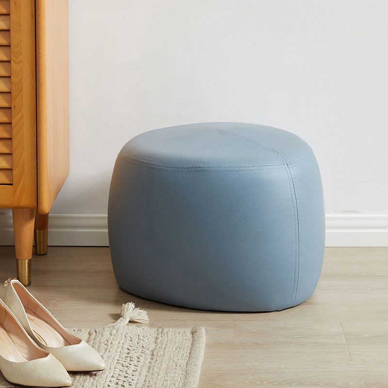 Modern Pouf Ottoman Faux Leather Upholstered Solid Color Triangle Shape Ottoman