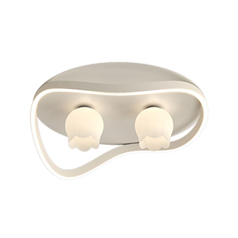 LED Modern Metal Flush Mount Linear Shape Ceiling Light with Plastic Shade for Living Room