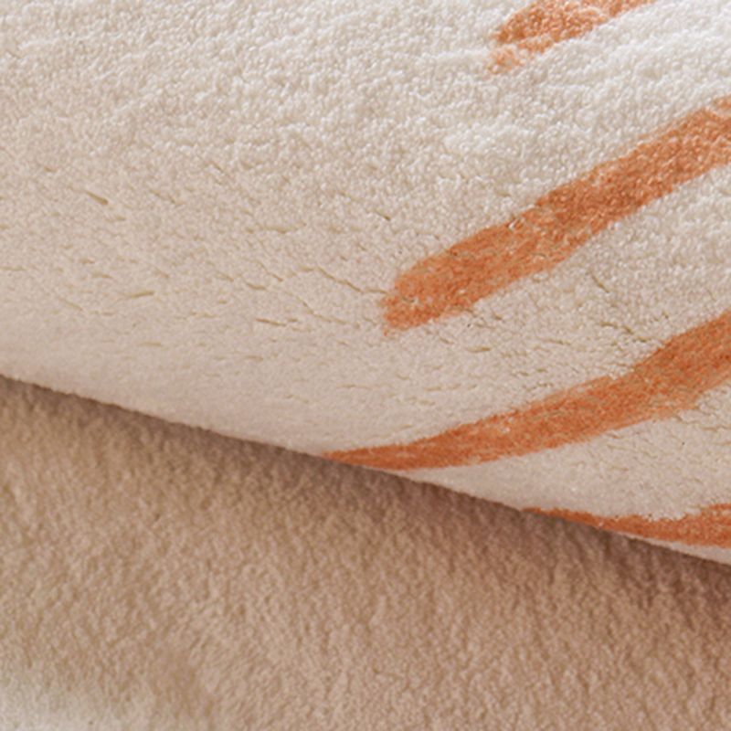 Minimalist Abstract Lines Rug White Tone Polyester Area Carpet Non-Slip Backing Rug for Living Room