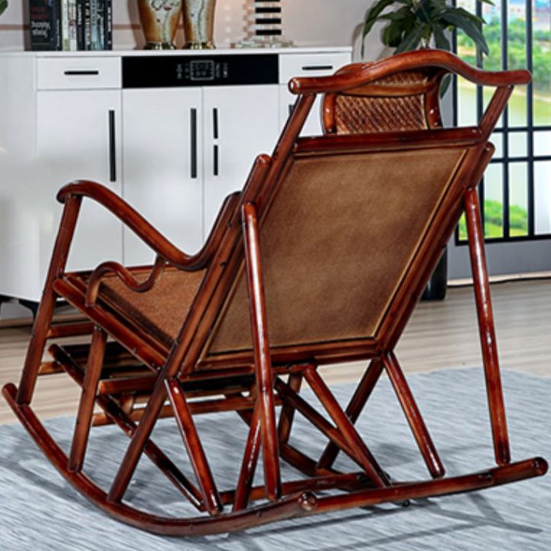 Mid Century Modern Indoor Rocking Chair Wooden Rattan Rocking Chair