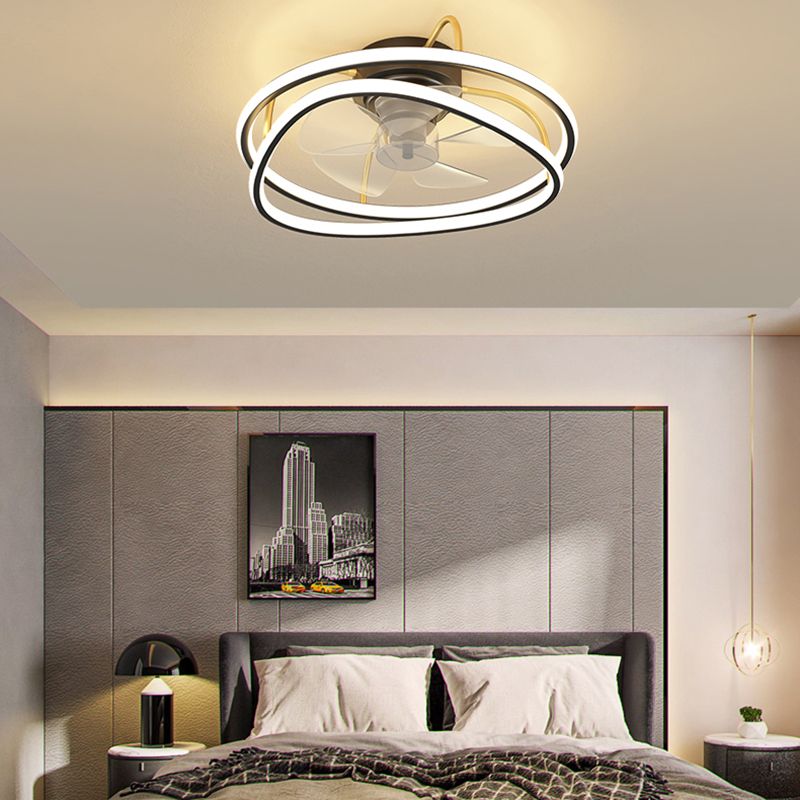 Geometric Shape Metal Ceiling Fans Modern Multi-Lights Ceiling Fan Lamp