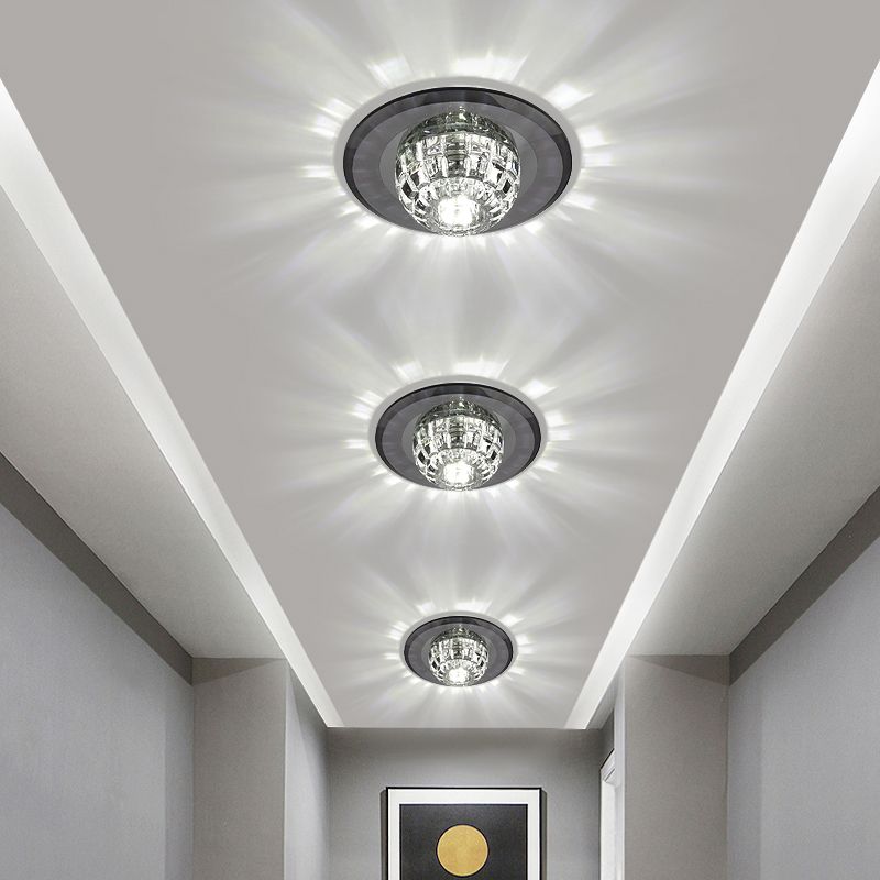 Crystal Round Flush Mount Lighting Minimalist LED Flush Mount Fixture for Corridor