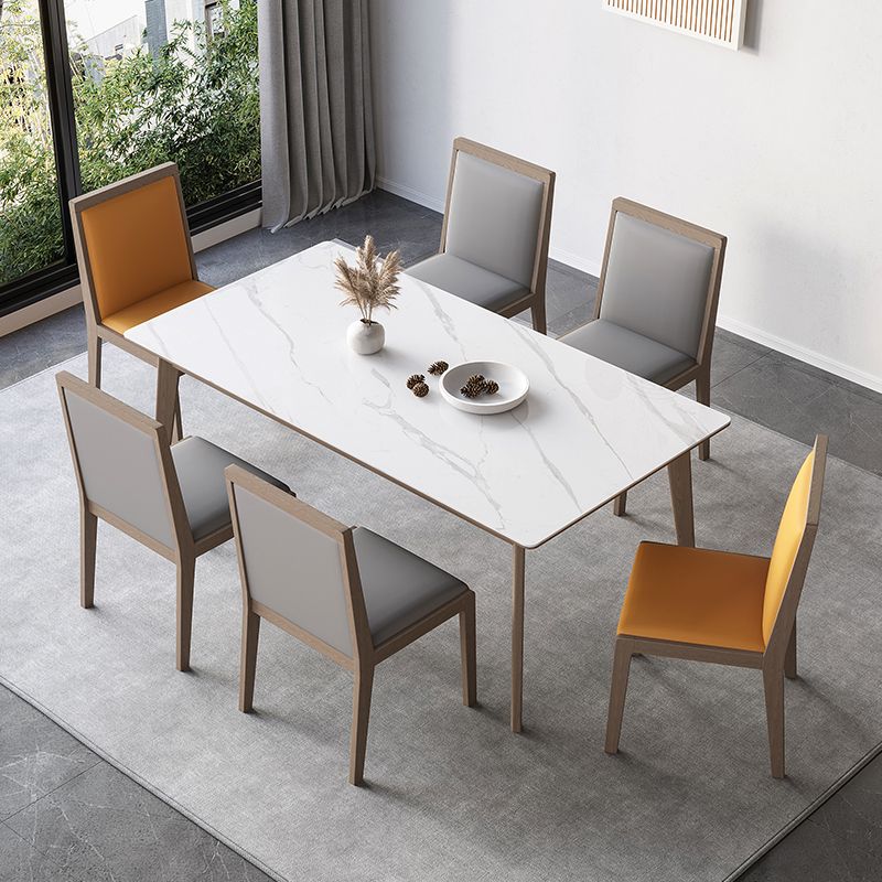 Modern Style Dining Table Sintered Stone 4 Legs Table for Home