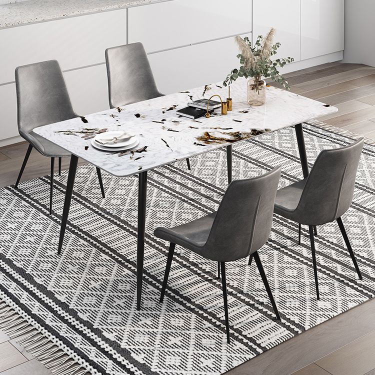 Rectangle 4 Legs Industrial Dining Table Fixed Table of Sintered Stone