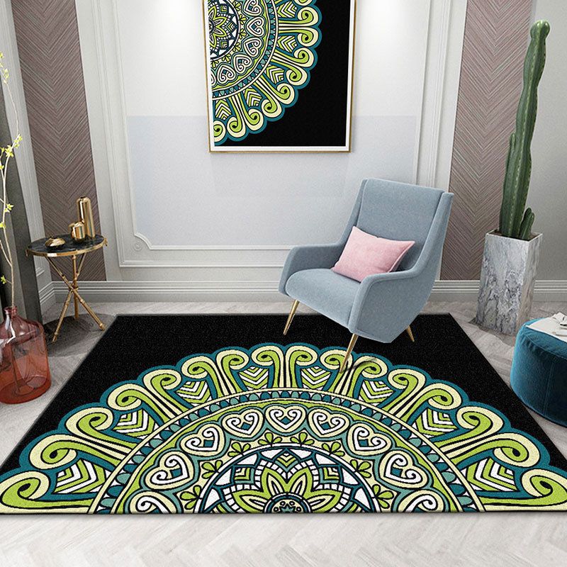 Tapis de tapis noir marocain noir tapis de support non glissant pour le salon