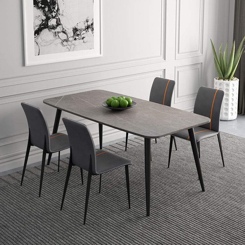 Simplicity Style Sintered Stone Dining Table 4 Legs Carbon Steel Base Rectangle Table for Home