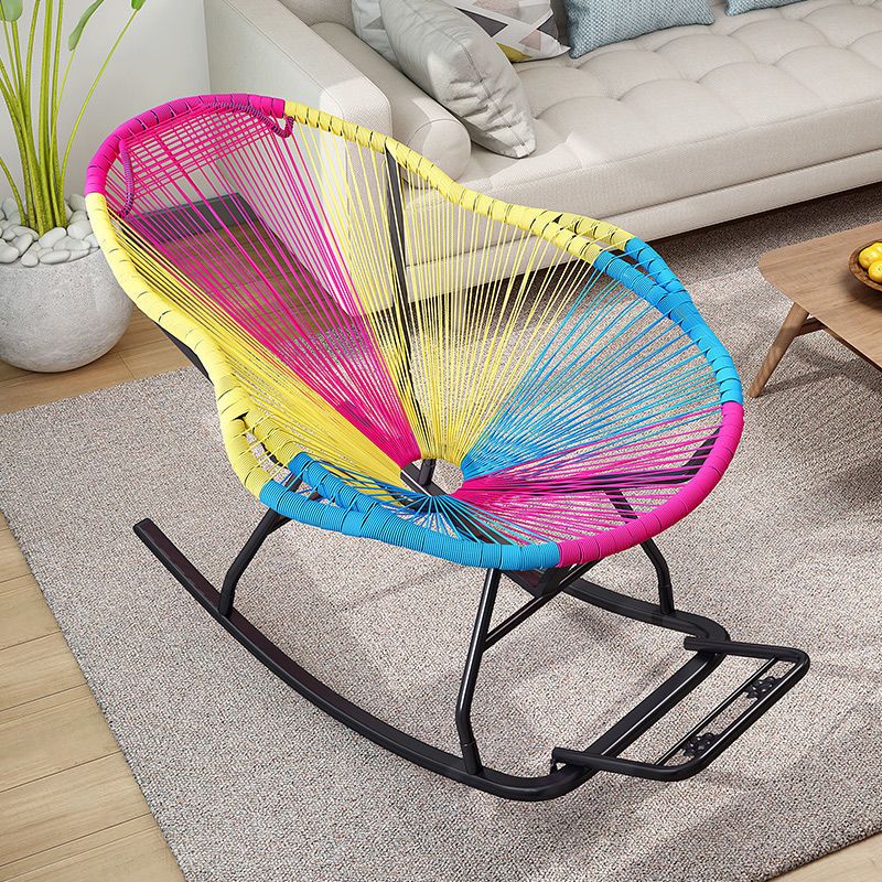 Modern Reclining Rocking Chair 29.5" x 51.2" x 35.4" Rocker Chair Spindle for Outdoor