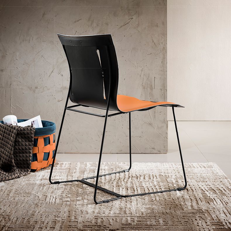 Metal Frame Dining Room Chair Indoor Faux Leather Dining Chair