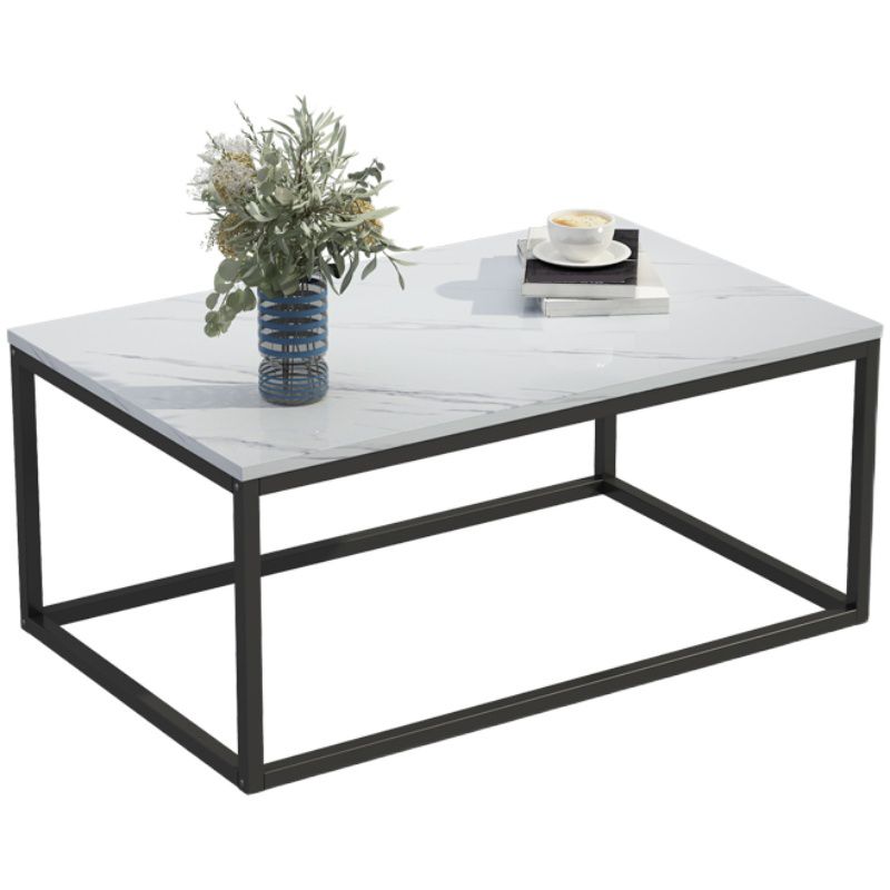 Modern Rectangular Steel Frame Coffee Table  Black Cocktail Table