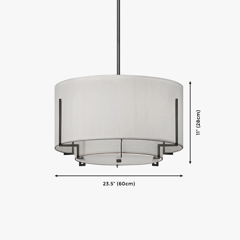 Luz de techo textil de lámpara de tambor sombreada de 4 luces