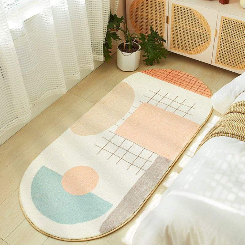 Orange Modern Carpet Polyester Colour Pen Carpet Washable Carpet for Living Room