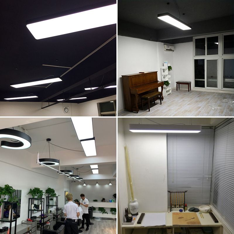 Modern Rectangle Pendant Lighting Fixture Metal Hanging Lamps